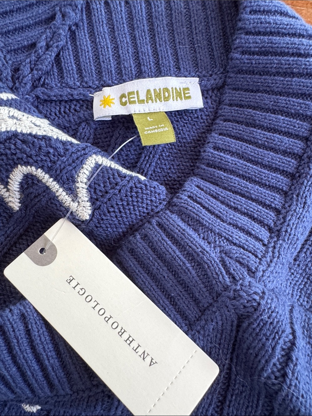 NWT navy blue Seahorse Celandine sweater from Anthropologie - large - Picture 4 of 9